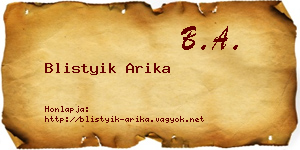 Blistyik Arika névjegykártya